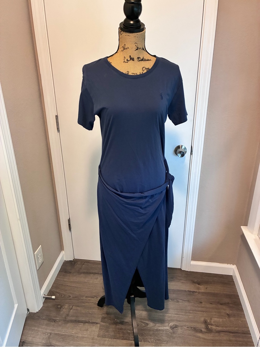 Polo by Ralph Lauren Navy Short-Sleeve Wrap Maxi Dress